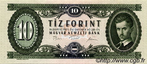 10 Forint HUNGARY  1975 P.168e UNC