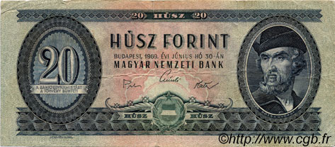 20 Forint HONGRIE  1969 P.169e TB