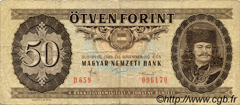 50 Forint HONGRIE  1986 P.170g B+