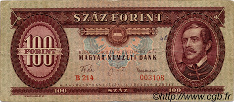 100 Forint HONGRIE  1960 P.171b TB