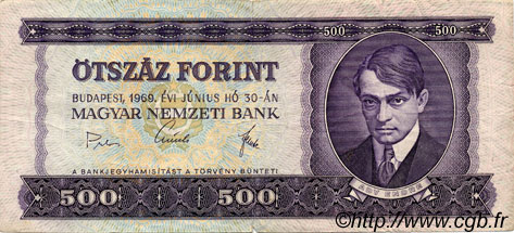 500 Forint HONGRIE  1969 P.172a TB+