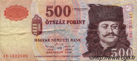 500 Forint HONGRIE  1998 P.179 pr.TTB