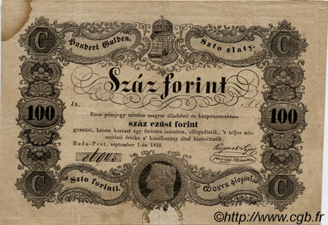 100 Forint HONGRIE  1848 PS.118 TB+