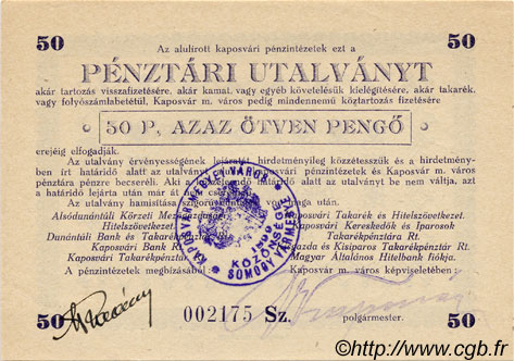 50 Azaz Pengö HONGRIE  1925 P.- SPL