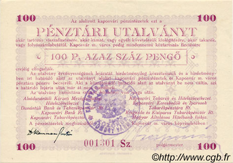 100 Azaz Pengö HONGRIE  1925 P.- SPL