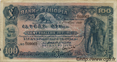 100 Thalers ÉTHIOPIE  1932 P.10 TB