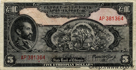 5 Dollars ÉTHIOPIE  1945 P.13c TB+