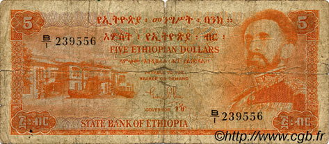 5 Dollars ÉTHIOPIE  1961 P.19a B