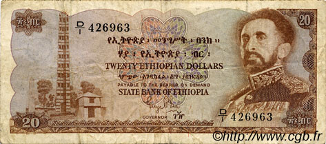 20 Dollars ÉTHIOPIE  1961 P.21a B+