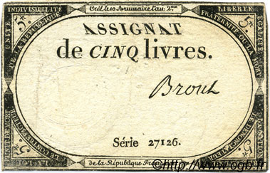 5 Livres FRANCE 1793 Ass.46a TB à TTB