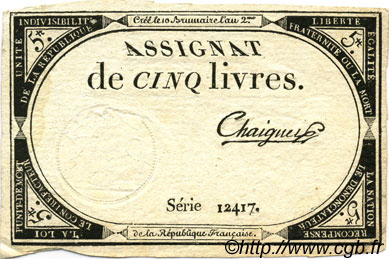 5 Livres FRANCE 1793 Ass.46a SUP à SPL