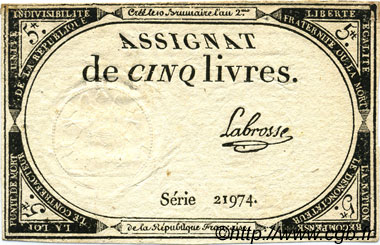 5 Livres FRANCE  1793 Ass.46a TB à TTB