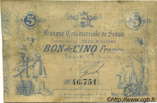5 Francs FRANCE régionalisme et divers Sedan 1871 JER.08.14C B