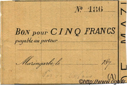 5 Francs FRANCE régionalisme et divers Mazingarbe 1870 JER.62.20B TTB