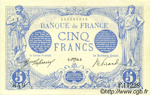 5 Francs BLEU FRANCE  1916 F.02.38 SUP à SPL