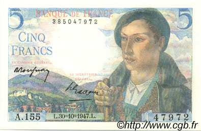 5 Francs BERGER FRANCE  1947 F.05.07 SPL
