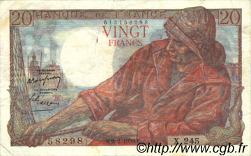 20 Francs PÊCHEUR FRANCE  1950 F.13.17 TB à TTB