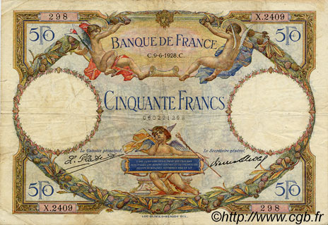 50 Francs LUC OLIVIER MERSON FRANCE  1928 F.15.02 TB+