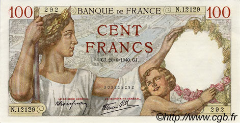 100 Francs SULLY FRANCE  1940 F.26.32 NEUF