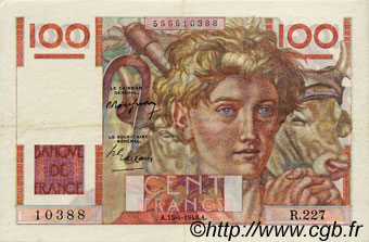 100 Francs JEUNE PAYSAN FRANCE  1948 F.28.17 TTB+