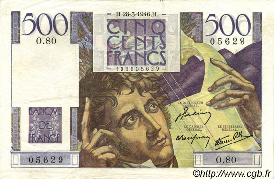 500 Francs CHATEAUBRIAND FRANCE  1946 F.34.05 TTB+