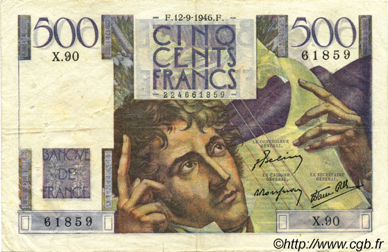 500 Francs CHATEAUBRIAND FRANCE  1946 F.34.06 pr.TTB