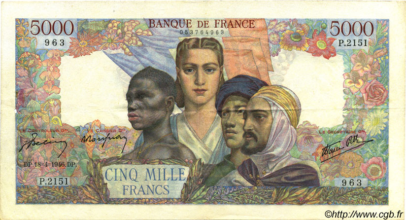5000 Francs EMPIRE FRANÇAIS FRANCE  1946 F.47.52 TTB+