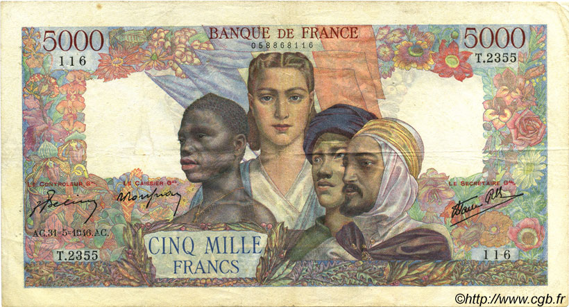 5000 Francs EMPIRE FRANÇAIS FRANCE  1946 F.47.54 TB+