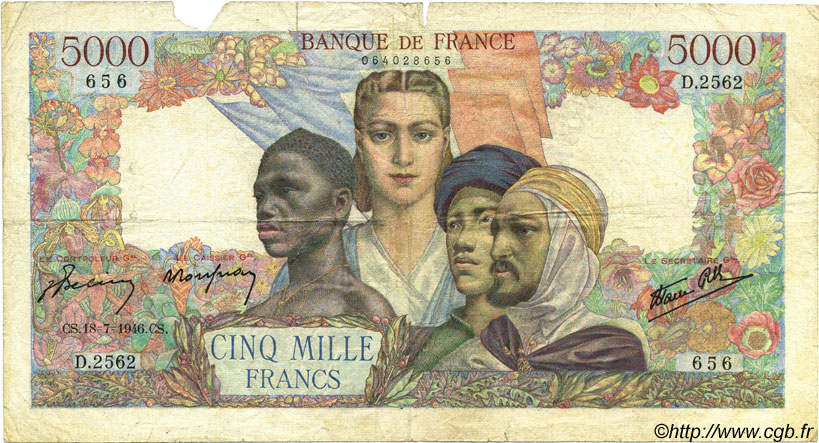 5000 Francs EMPIRE FRANÇAIS FRANCE  1946 F.47.55 B