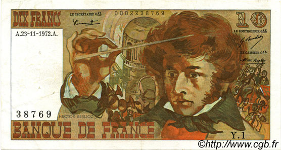 10 Francs BERLIOZ FRANCE  1972 F.63.01 SUP