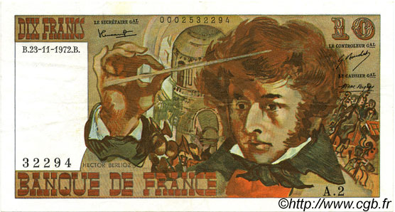 10 Francs BERLIOZ FRANCE  1972 F.63.01 SUP