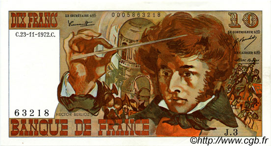 10 Francs BERLIOZ FRANCE  1972 F.63.01 SPL+
