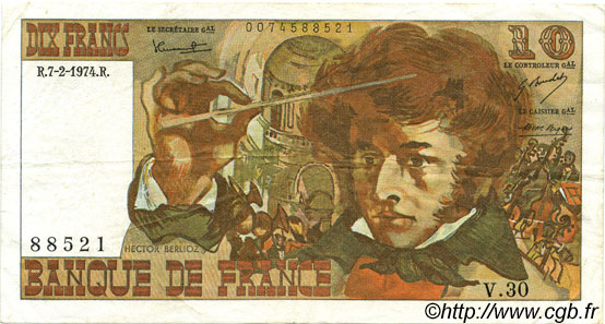 10 Francs BERLIOZ FRANCE  1974 F.63.03 TTB+