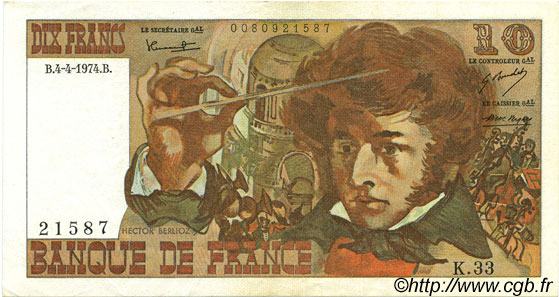 10 Francs BERLIOZ FRANCE  1974 F.63.04 SUP+
