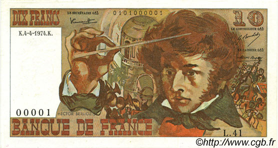10 Francs BERLIOZ FRANCE  1974 F.63.04 SPL