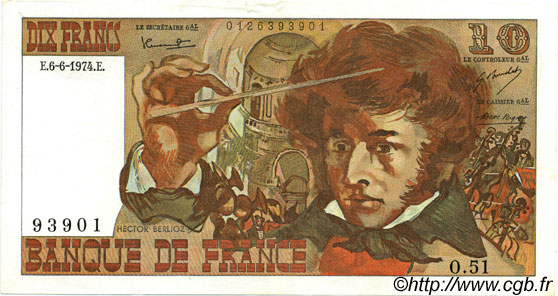10 Francs BERLIOZ FRANCE  1974 F.63.05 SPL