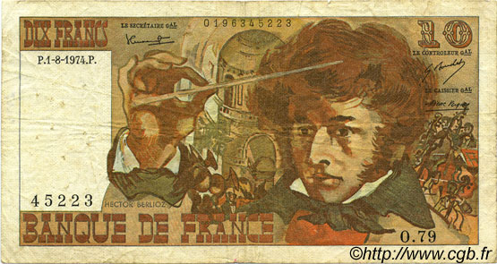 10 Francs BERLIOZ FRANCE  1974 F.63.06 B+