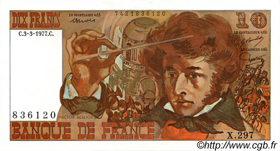 10 Francs BERLIOZ FRANCE  1977 F.63.21 pr.SPL