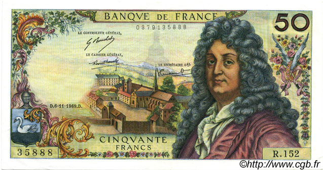 50 Francs RACINE FRANCE  1969 F.64.15 pr.SPL