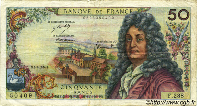 50 Francs RACINE FRANCE  1974 F.64.26 TB