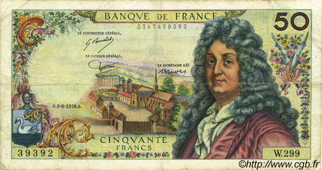 50 Francs RACINE Remplacement FRANCE  1976 F.64.33b TB