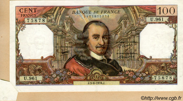 100 Francs CORNEILLE Fauté FRANCIA  1976 F.65.53 SPL