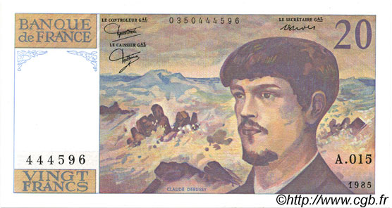 20 Francs DEBUSSY FRANCE  1985 F.66.06A15 pr.NEUF