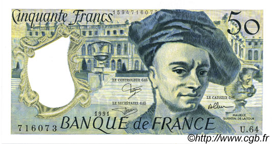 50 Francs QUENTIN DE LA TOUR FRANCE  1991 F.67.17 NEUF