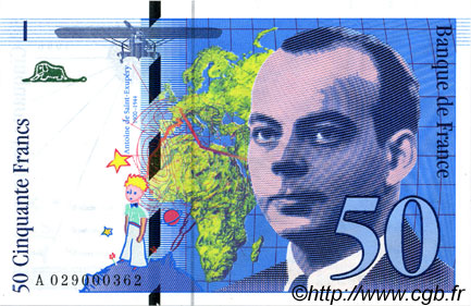 50 Francs SAINT-EXUPÉRY modifié Petit numéro FRANCE  1996 F.73.02 NEUF
