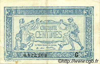 50 Centimes TRÉSORERIE AUX ARMÉES 1917 FRANCE  1917 VF.01.07 TTB+
