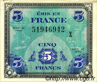 5 Francs DRAPEAU Faux FRANCE  1944 VF.17.03x SPL
