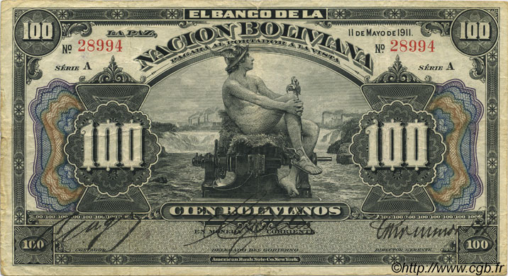 100 Bolivianos BOLIVIE  1911 P.111 TTB