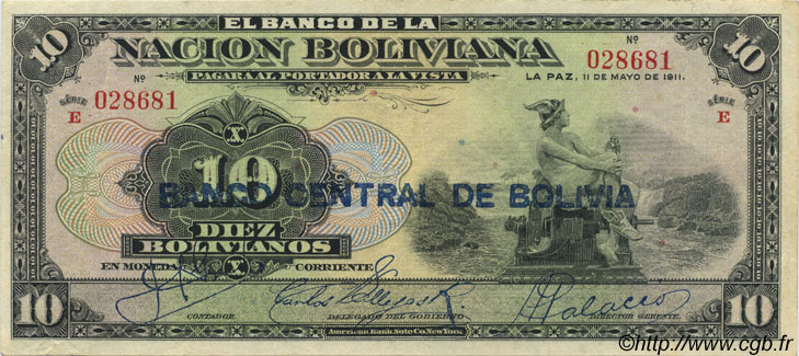 10 Bolivianos BOLIVIE  1929 P.114 TTB+