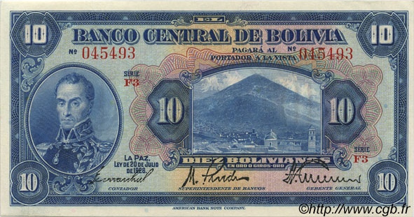 10 Bolivianos BOLIVIE  1928 P.121a NEUF